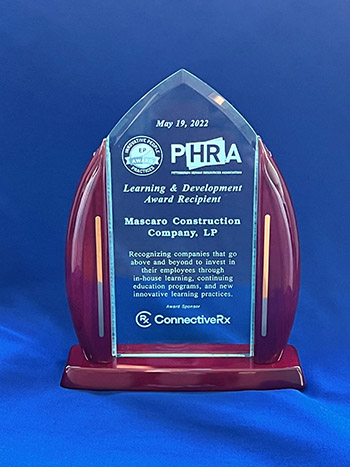 2022 Engaging Pittsburgh Award from the PHRA in the Learning and Professional Development Category for our “Build It Right” program