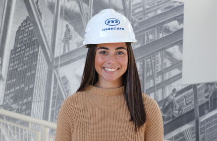 Female construction worker in hard hat